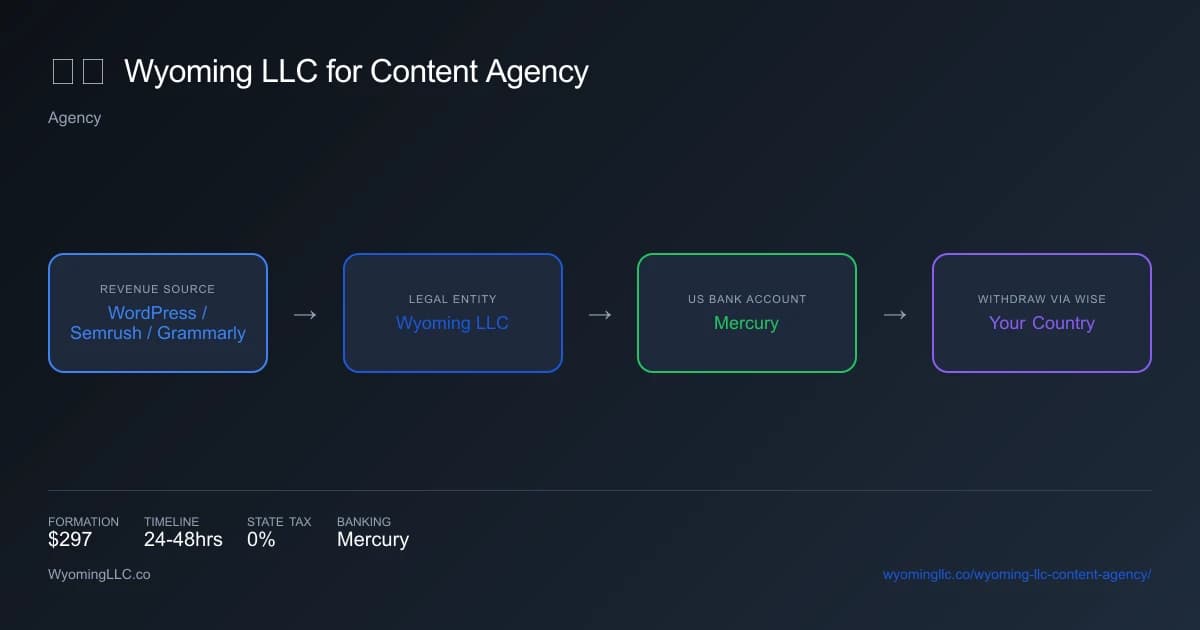 Wyoming LLC for content agency - income flow diagram