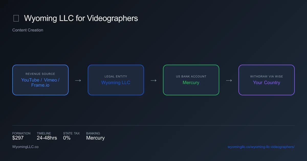 Wyoming LLC for videographers - income flow diagram