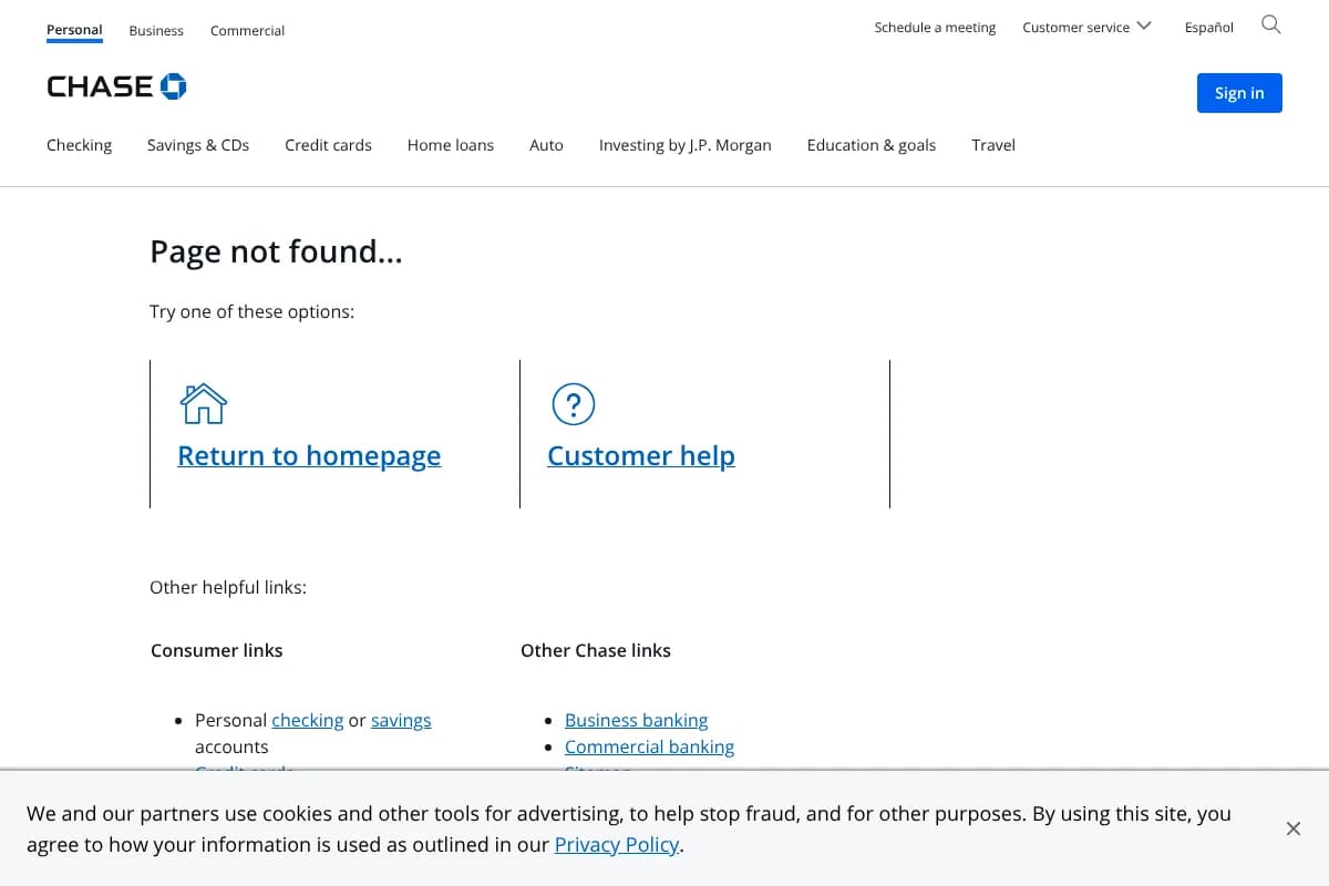 Chase website screenshot